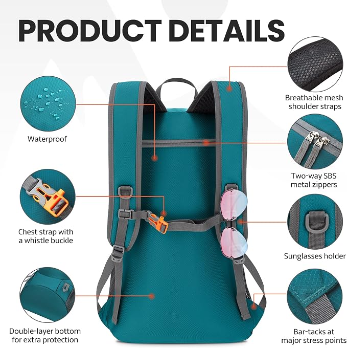 Venture Pal 40L Lightweight Packable Travel Hiking Backpack Daypack - Image 4