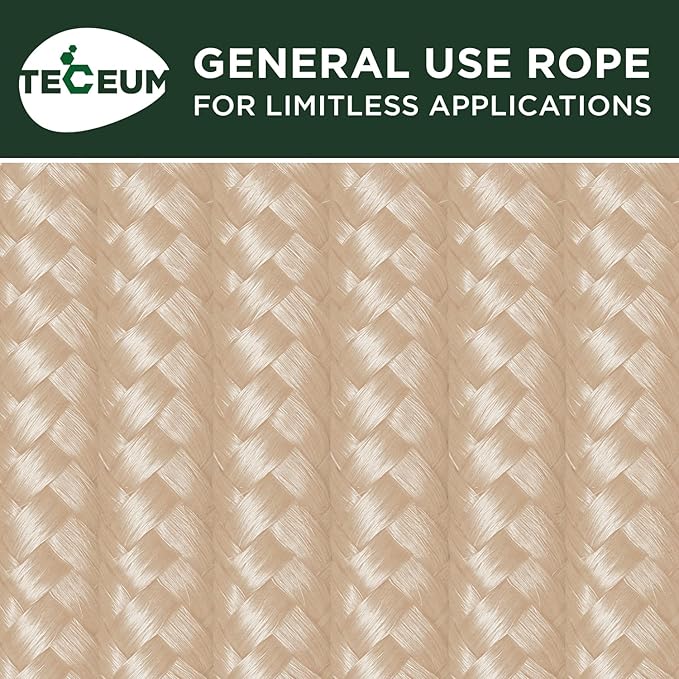 TECEUM Rope – 90 Feet x 1/4 Inch – Beige – Strong All-Purpose Utility Rope – - Image 9