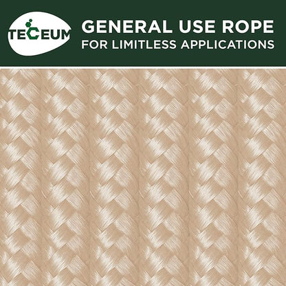 TECEUM Rope – 90 Feet x 1/4 Inch – Beige – Strong All-Purpose Utility Rope – - Image 9