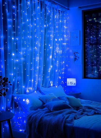 Brightown 300 LED Blue Fairy Curtain Lights, 9.8ft x 9.8ft String Lights - Image 4