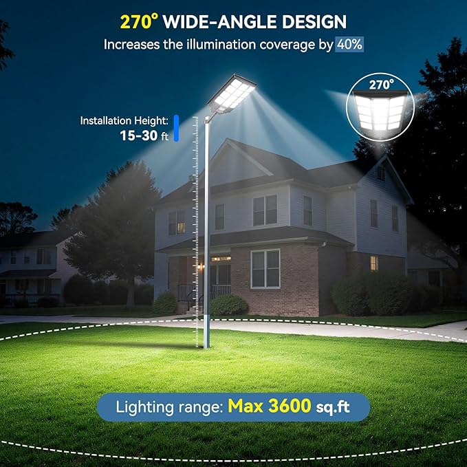 VOOJOY 8000W Solar Street Lights Outdoor Waterproof, Dusk to Dawn Solar Lights - Image 4