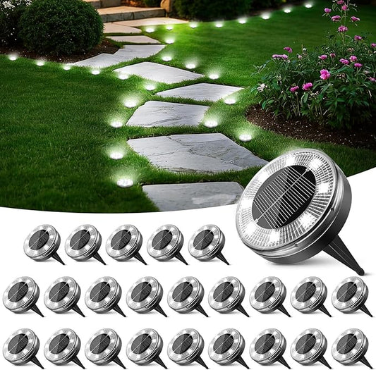 Peasur Mini Solar Ground Lights, 24 Pack Flat Solar Disc Lights Outdoor by Peasur