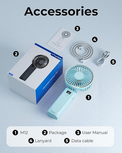 TUNISE Portable Handheld Fan, 180 Adjustable, 6 Speed Wind, USB Rechargeable - Image 8