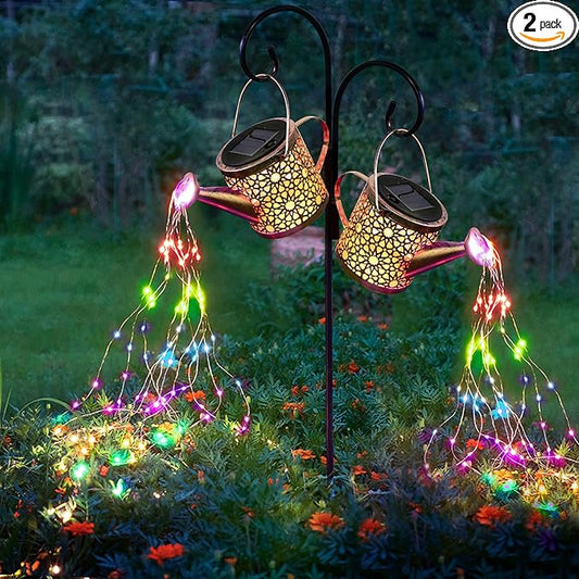 Solar Lights Outdoor Decorative, 2 Pack Metal Solar Watering Can Lights by Misawce