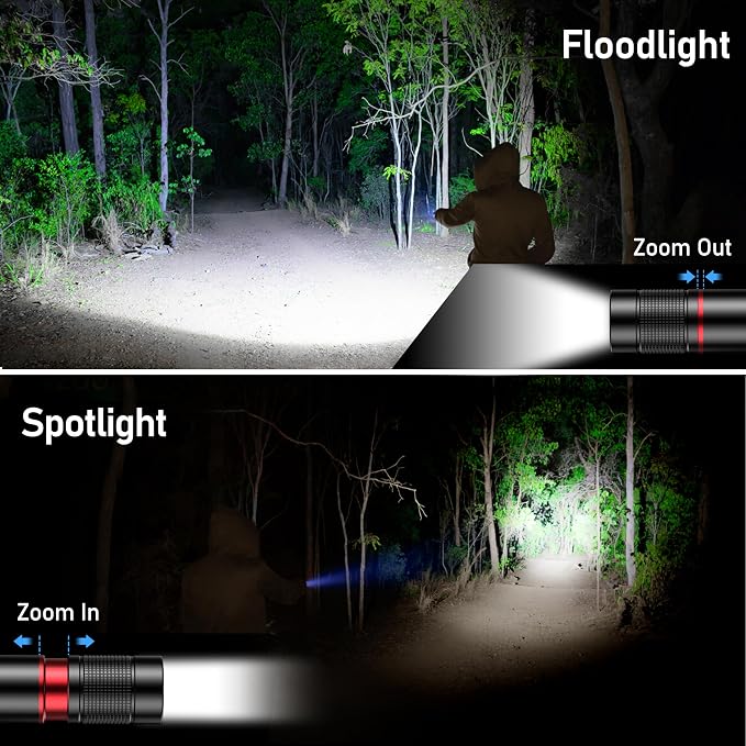 Blukar LED Flashlight Rechargeable 2 Pack, Super Bright Adjustable Focus - Image 3