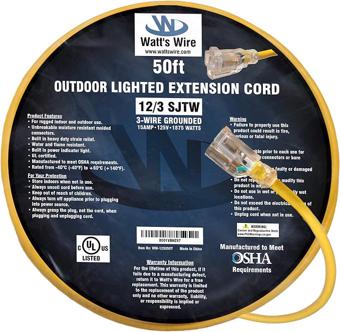 50 ft Outdoor Extension Cord Waterproof - Image 6