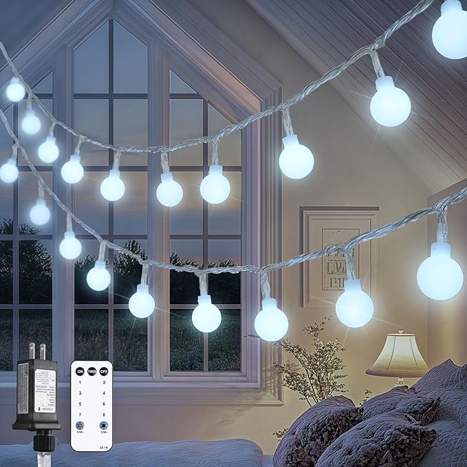 JMEXSUSS 100ft Globe String Lights Indoor Outdoor Waterproof, 200 LED White by JMEXSUSS