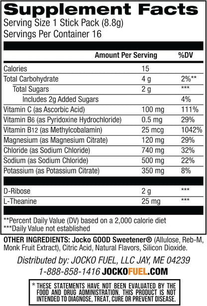 Jocko Fuel Hydrate Electrolytes Powder Packets Low Sugar - Image 3