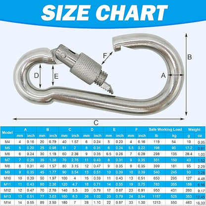 304 Stainless Steel Carabiners -3.54 inch Heavy Duty, Durable & Rust-Free Clips - Image 6