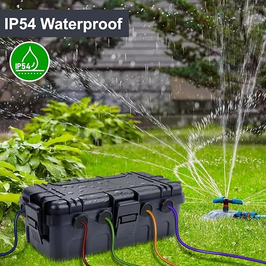 Medium Outdoor Electrical Box, IP54 Waterproof Extension Cord Cover w/ 6 Cable - Image 2