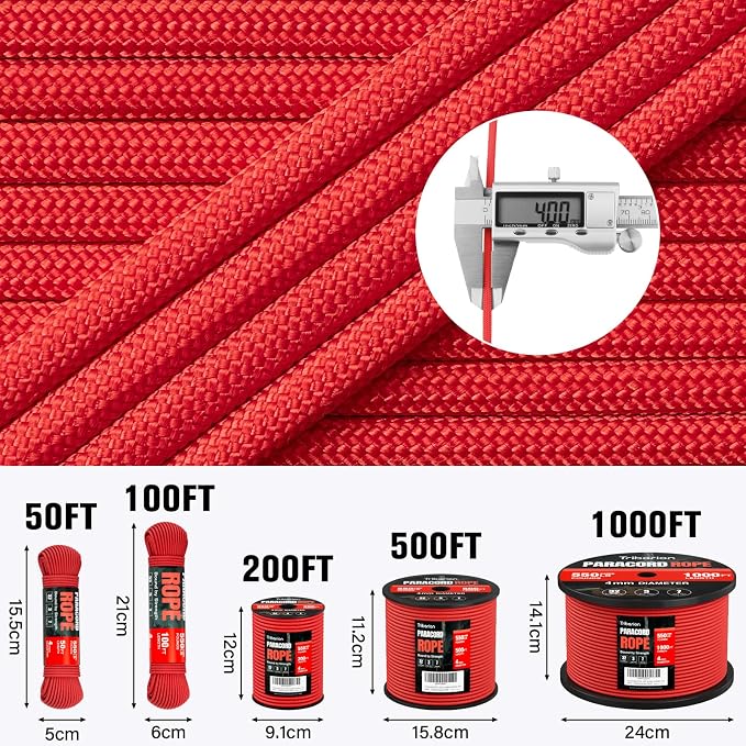 Paracord Rope 550 lb - 500ft 5/32" Parachute Cord 4MM 7-Strand para Cord - - Image 5