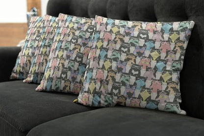 Ambesonne Funny Cartoon Throw Pillow Cushion Case Pack of 4, Theme of Playful - Image 7