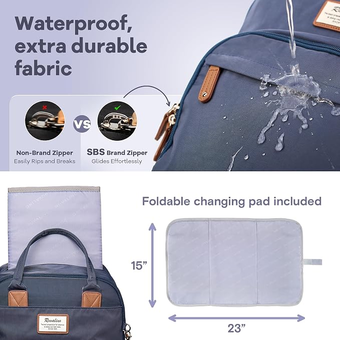 RUVALINO Diaper Bag Backpack, Diaper Changing Totes, Waterproof and Stylish - Image 7