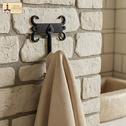 Mystic Colonial Rustic Cast Iron Wall Hooks, Heavy Duty Retro Utility Hooks - Image 5