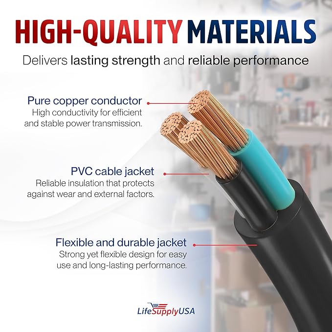 75ft Outdoor/Indoor Extension Cord 16/3 Gauge Heavy Duty 3 Prong SJTW, - Image 4