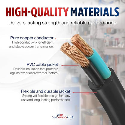 75ft Outdoor/Indoor Extension Cord 16/3 Gauge Heavy Duty 3 Prong SJTW, - Image 4