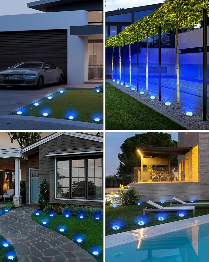 btfarm 4 Pack Solar Lights Outdoor, 8 LED Solar Ground Lights IP65 Waterproof - Image 5