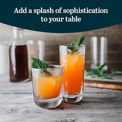 Libbey Drinking Glasses Polaris Tumbler and Rocks Set of 16, Sturdy Drinkware - Image 2