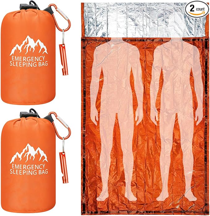 Oudain 2 Pcs XL Emergency Sleeping Bag 94.5" x 49.2" Waterproof Survival by Oudain