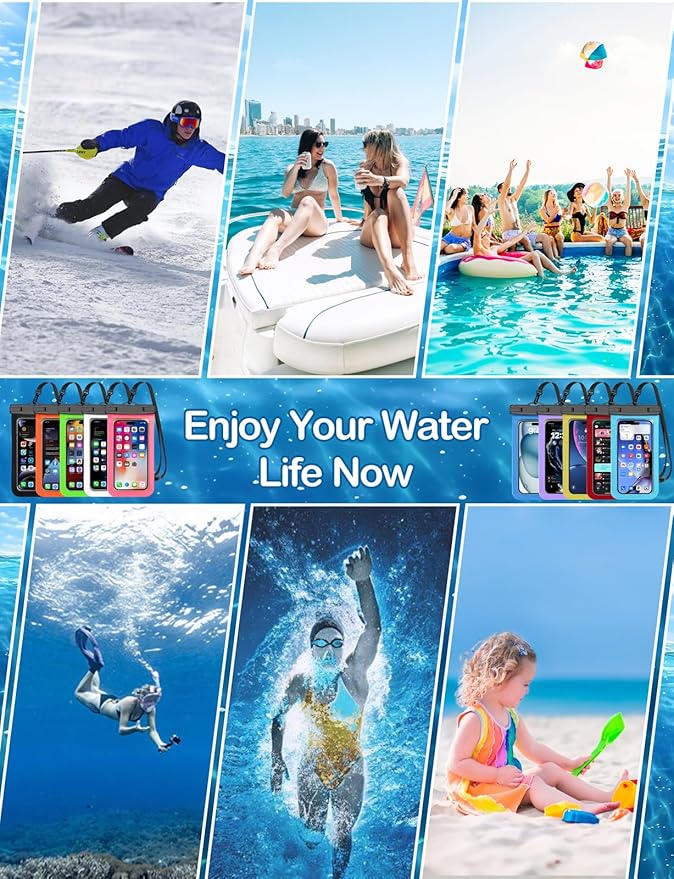 Famoby Up to 8.3" 3 Pack Black Universal Waterproof Phone Pouch, Phone - Image 2