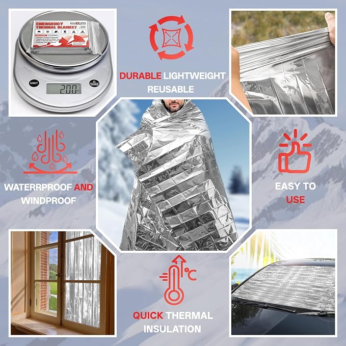 SecuCaptain Survival Emergency Thermal Blankets: 100 Pack Extra Large 84” x63” - Image 4