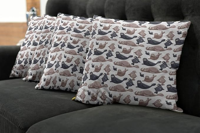 Ambesonne Sea Animals Decorative Throw Pillow Case Pack of 4, Seals - Image 7
