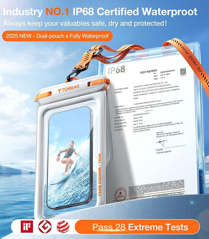 TORRAS IP68 Waterproof Phone Pouch Double Space, Floating Waterproof Phone Case - Image 3