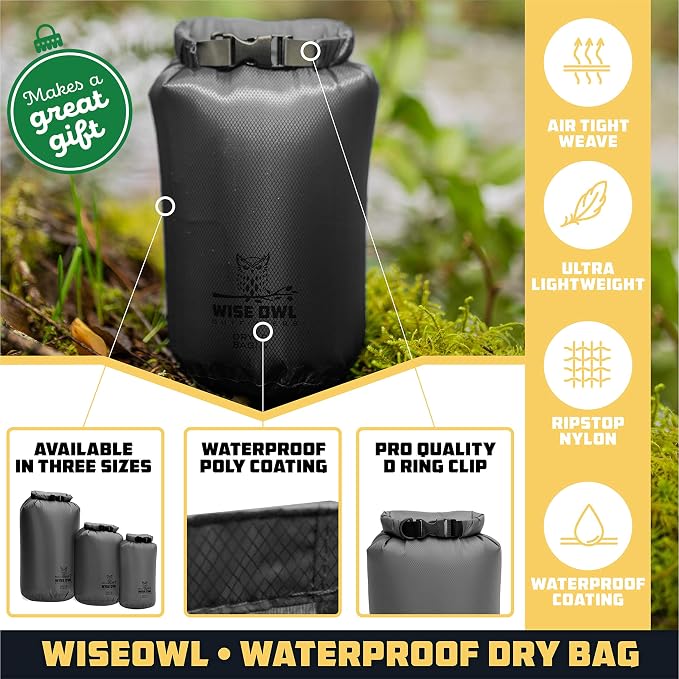 Wise Owl Outfitters Waterproof Dry Bag 3-Pack – Lightweight & Airtight - Image 2