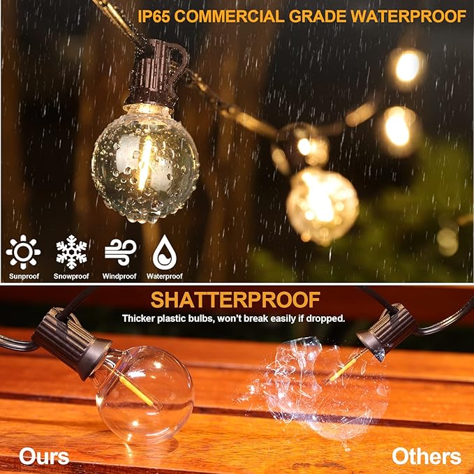 Mlambert 150Ft Outdoor String Lights, G40 Globe Patio Lights - Image 3
