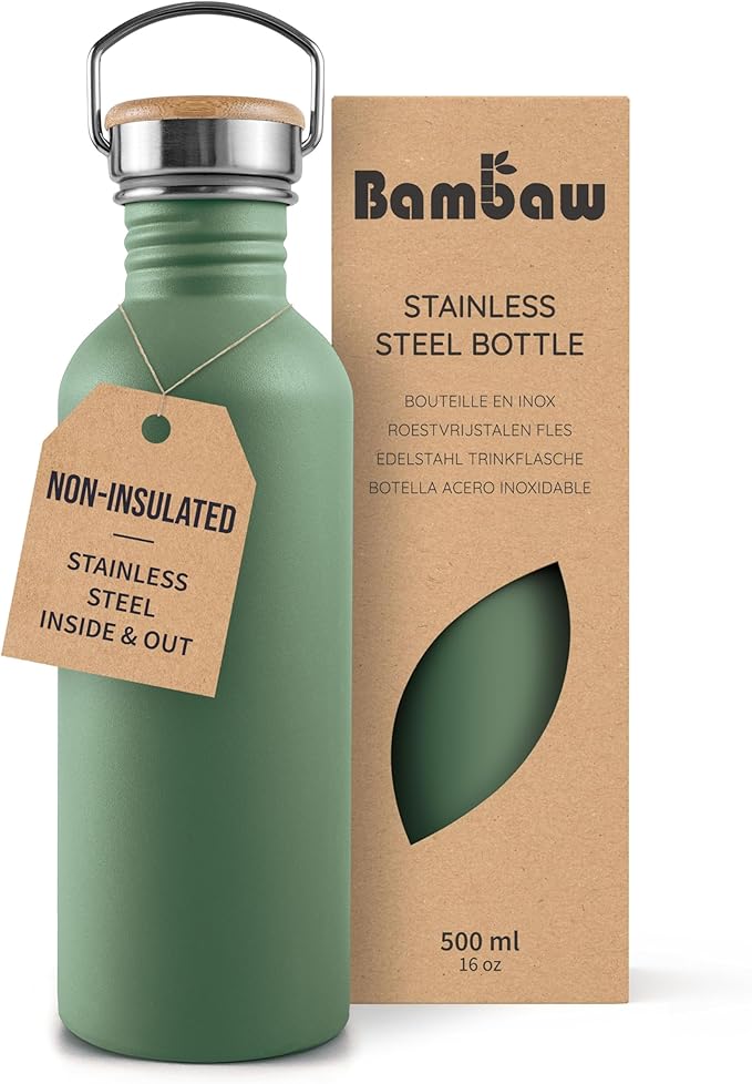 Bambaw Stainless Steel Water Bottle, 500 ml, Non-Insulated Sports Bottle by Bambaw