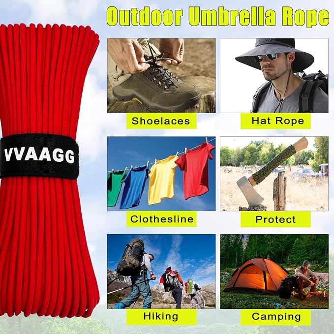 VVAAGG 1000 Red Paracord 200FT Utility Parachute Cord 4mm Nylon String12 Strand - Image 5