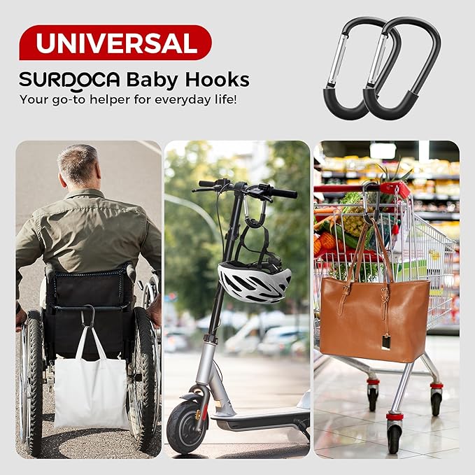 SURDOCA Stroller Hooks, Universal Stroller Clips and Hooks, Mommy Hook - Image 6