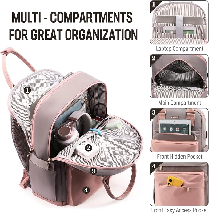 LOVEVOOK Laptop Backpack for Women 15.6 Inch Laptop Bag - Image 2