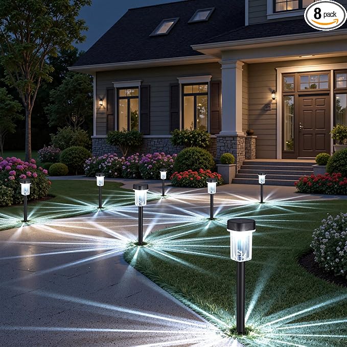 Outdoor Solar Lights for Yard 8 Pack, Solar Pathway Lights Waterproof 6000K by Unknown