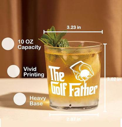 Nogrit Father's Day Golf Gifts Whiskey Glasses 10 oz, Dad Grandpa Papa Golf - Image 2