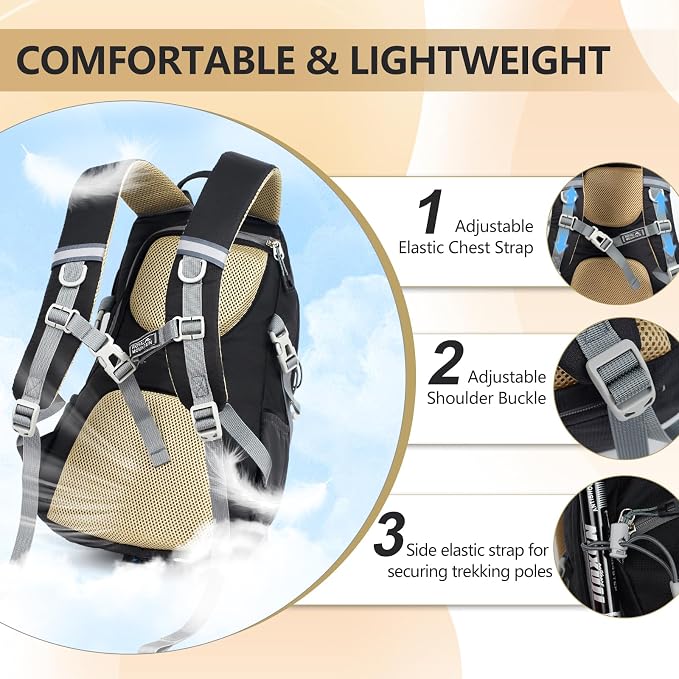 Hiking Backpack With Rain-cover, 20L Travel Backpacks - Image 4