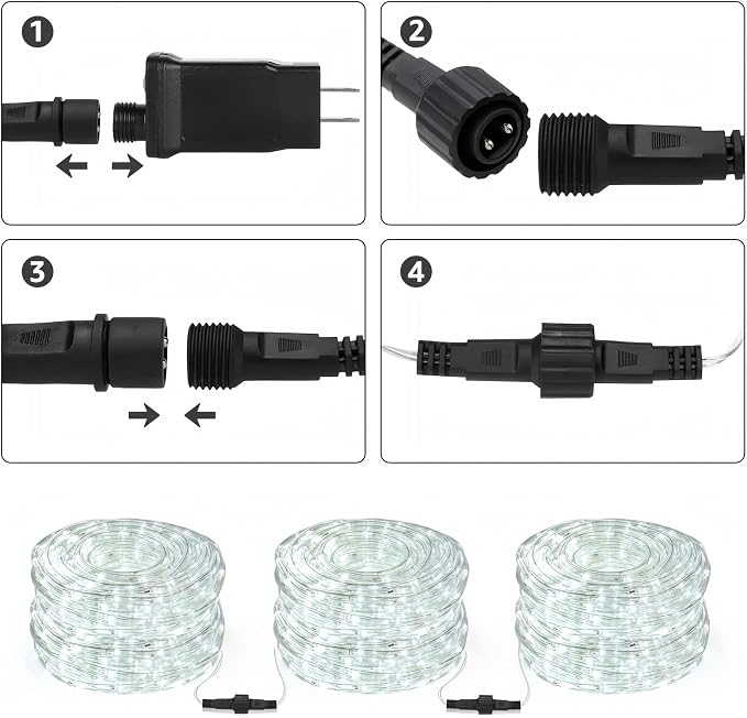 Lighting EVER 33ft 240 LED Outdoor Rope Lights Cool White 6000K, 24 V - Image 3