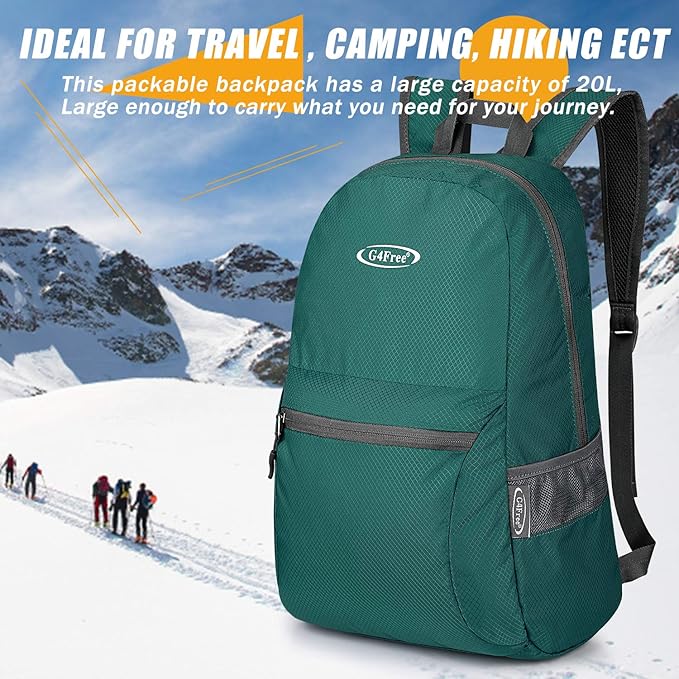 G4Free 20L Lightweight Packable Backpack Travel Hiking Daypack Foldable Backpack - Image 4