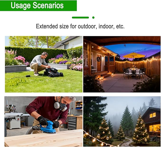 Extension Cord 50 Ft-2 Prong Outdoor Extension Cord, 16AWG 13A 1625W Waterproof - Image 6