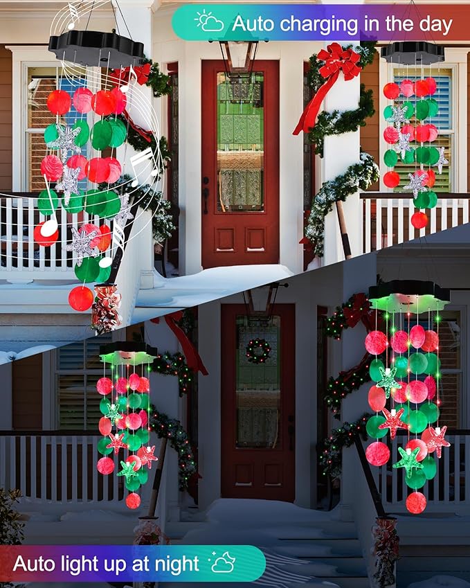Toodour Solar Decorative Lights Outdoor, Solar Wind Chimes Outside Decorative - Image 4