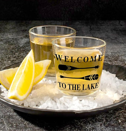 Nogrit Lake House Decor Whiskey Glasses 10 Oz, Welcome To The Lake, Beach Wine - Image 2