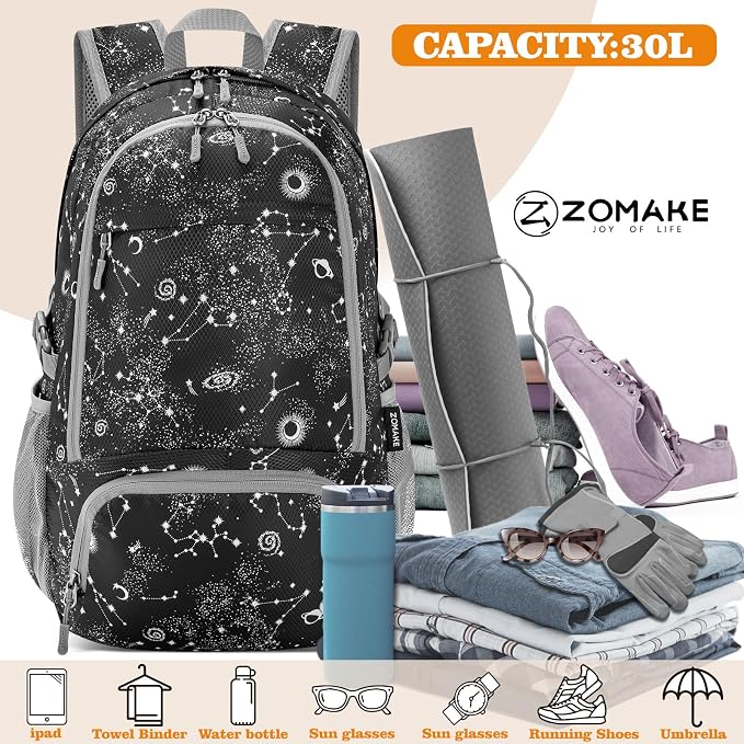 ZOMAKE Lightweight Packable Backpack 30L, Foldable Hiking Backpacks Water - Image 2