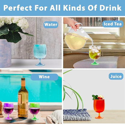 Lily's Home Unbreakable Plastic Wine Glasses Set of 8, 12 oz Shatterproof - Image 5