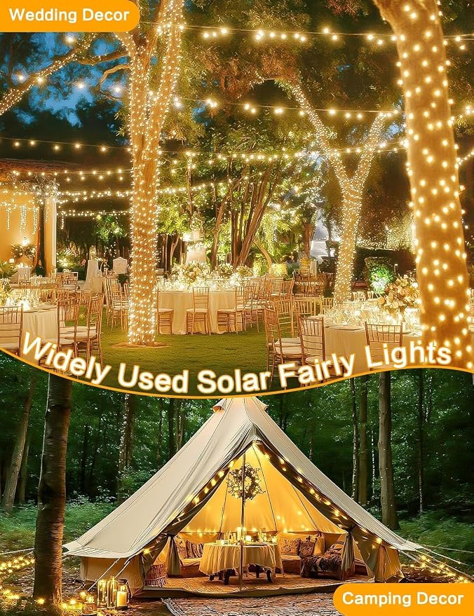 Solar Christmas String Lights Outside, 3 Pack Total 120FT 300 LED Solar Garden - Image 2