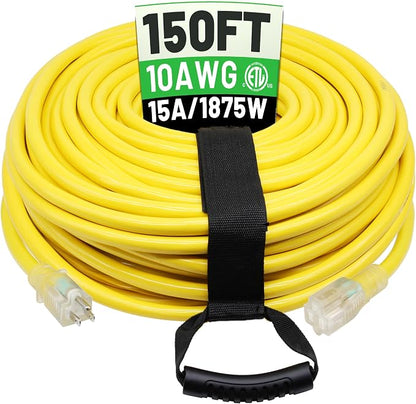 POWGRN 150 Ft 10AWG Outdoor Extension Cord Waterproof Heavy Duty 10 Gauge by POWGRN