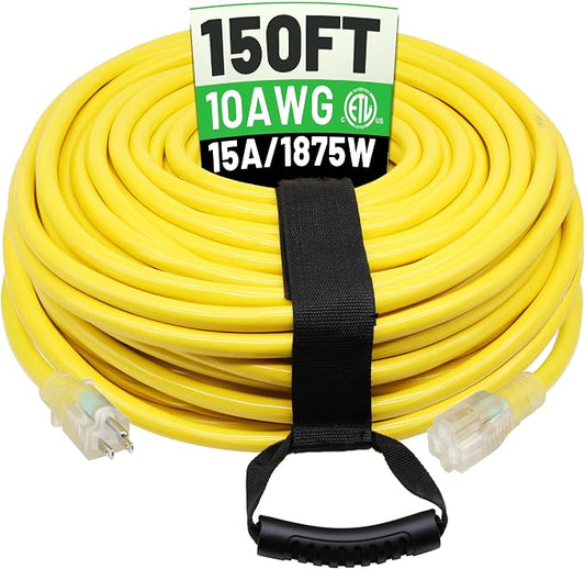POWGRN 150 Ft 10AWG Outdoor Extension Cord Waterproof Heavy Duty 10 Gauge by POWGRN