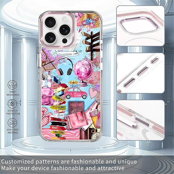 Case for iPhone 15 Pro, Cover Holiday Trip World Map Phone Case Design，for - Image 2