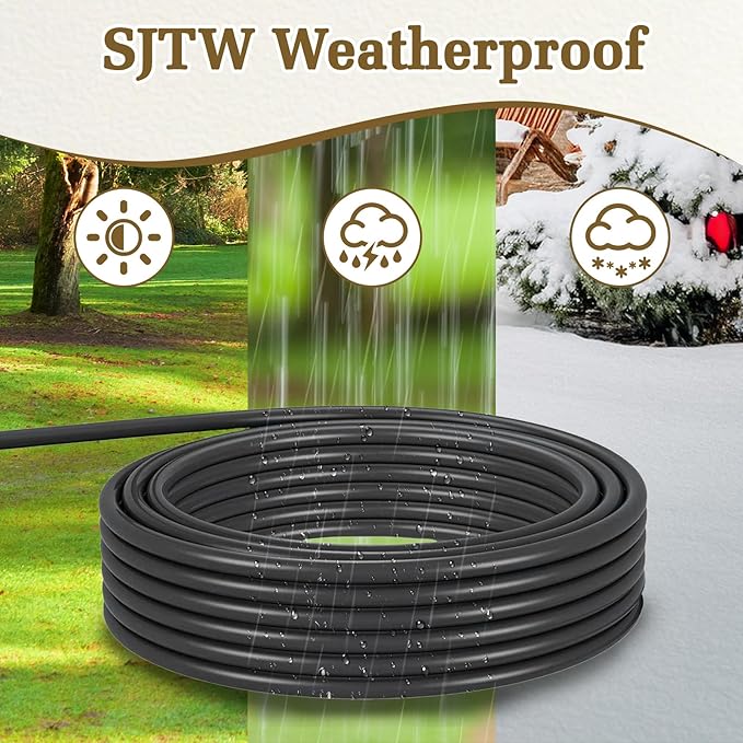 25FT 14 Gauge Outdoor Extension Cord 6-Outlet 14/3 SJTW Heavy Duty Extension - Image 5