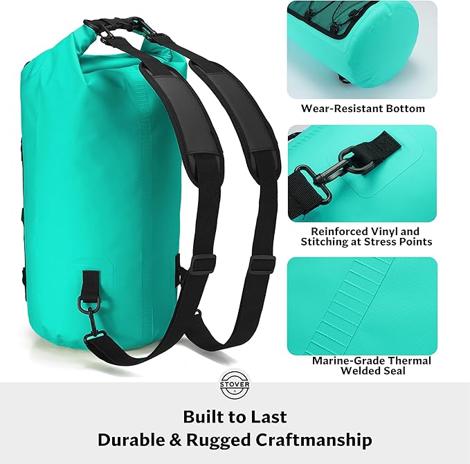 STOVER 5/10/25/30/40/55L Waterproof Dry Bag- Roll-Top Backpack w/Phone Case- - Image 4