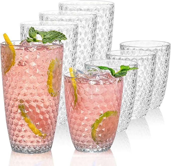 BELLAFORTE Shatterproof Plastic Tumbler Set – Laguna Beach 19oz Tall & 12oz by BELLAFORTE